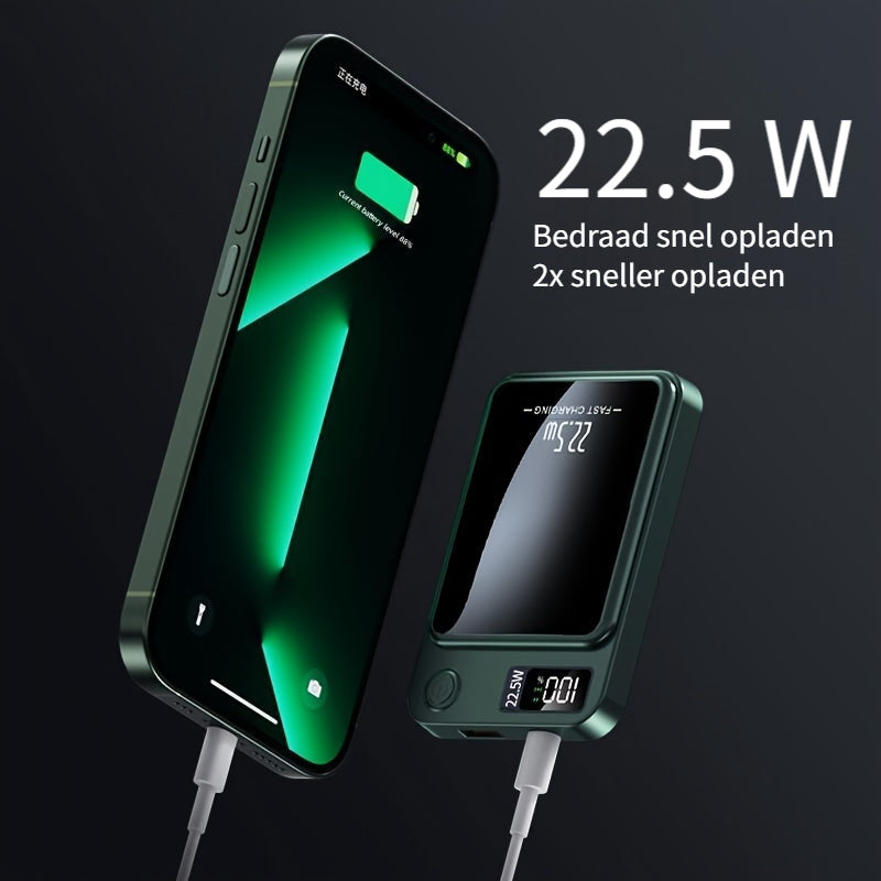 Compact 10000mAh magnetic power bank for quick phone top-ups