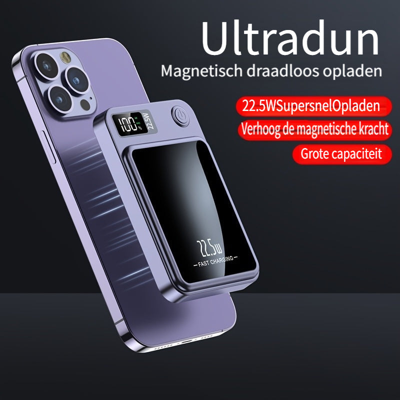 Ultra-slim portable charger with magnetic attachment