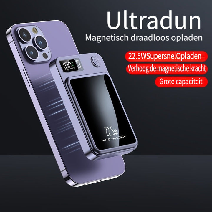 Ultra-slim portable charger with magnetic attachment