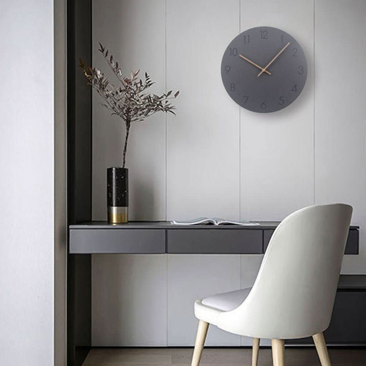 Elegant 11-inch wooden wall clock. Silent quartz movement, ideal for office, kitchen, or peaceful home decor.