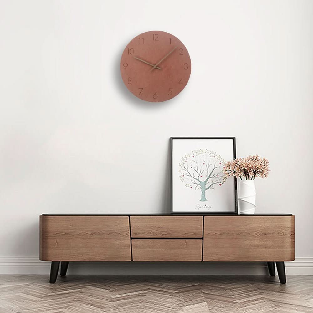 Minimalist 11-inch Scandinavian wooden wall clock. Modern silent clock for living room, kitchen, or office decor.