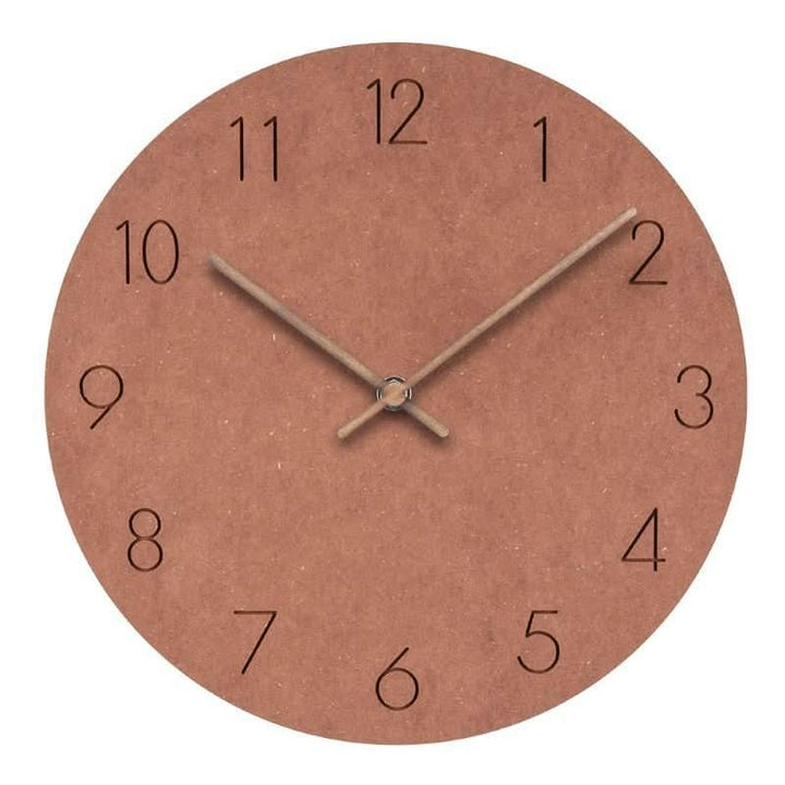 Quiet 11-inch wooden wall clock. Nordic minimalist decor, perfect for serene modern home, office, or kitchen.