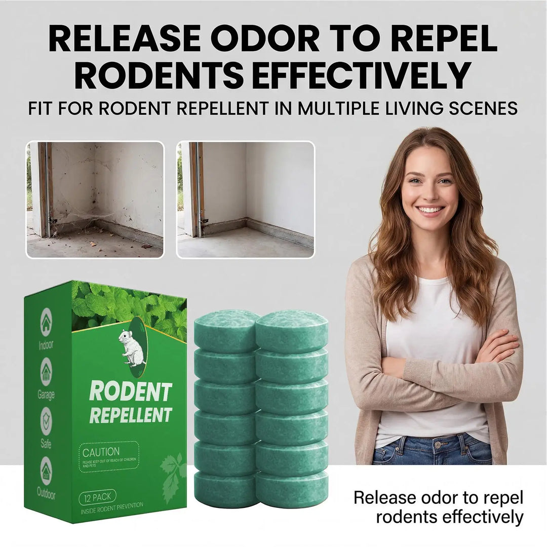 12-pack of natural peppermint oil rodent deterrent balls. Long-lasting, pet-safe pest control for any home area.