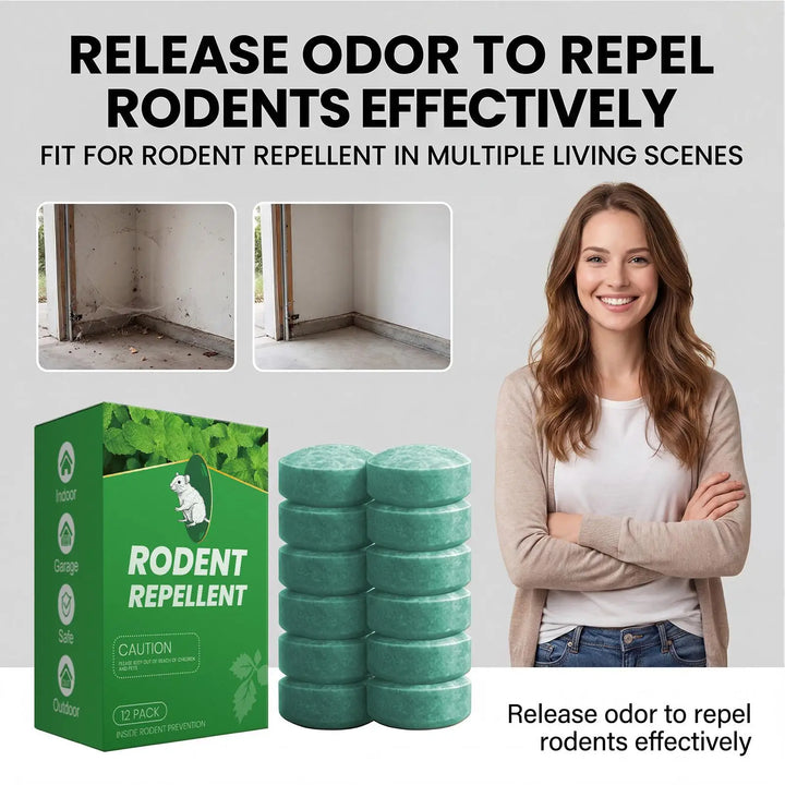 12-pack of natural peppermint oil rodent deterrent balls. Long-lasting, pet-safe pest control for any home area.