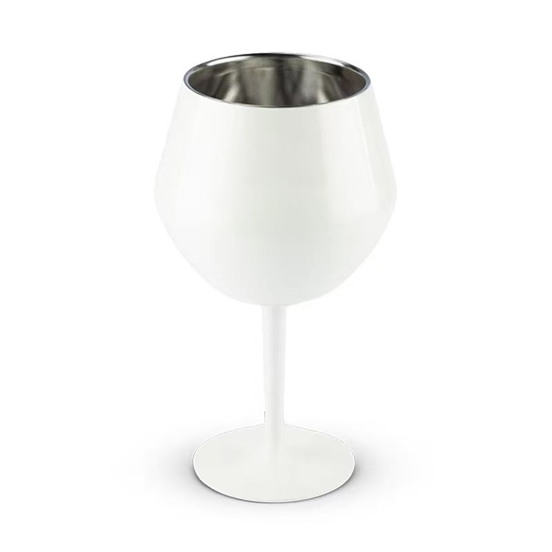 Reusable & durable 14oz stainless steel insulated wine glass for female outdoor adventures. Elegant party drinkware.