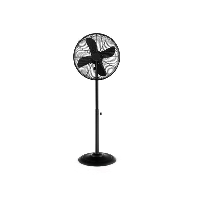 16-inch heavy duty metal oscillating pedestal fan, 3 speed, for powerful home or office cooling. Adjustable height.