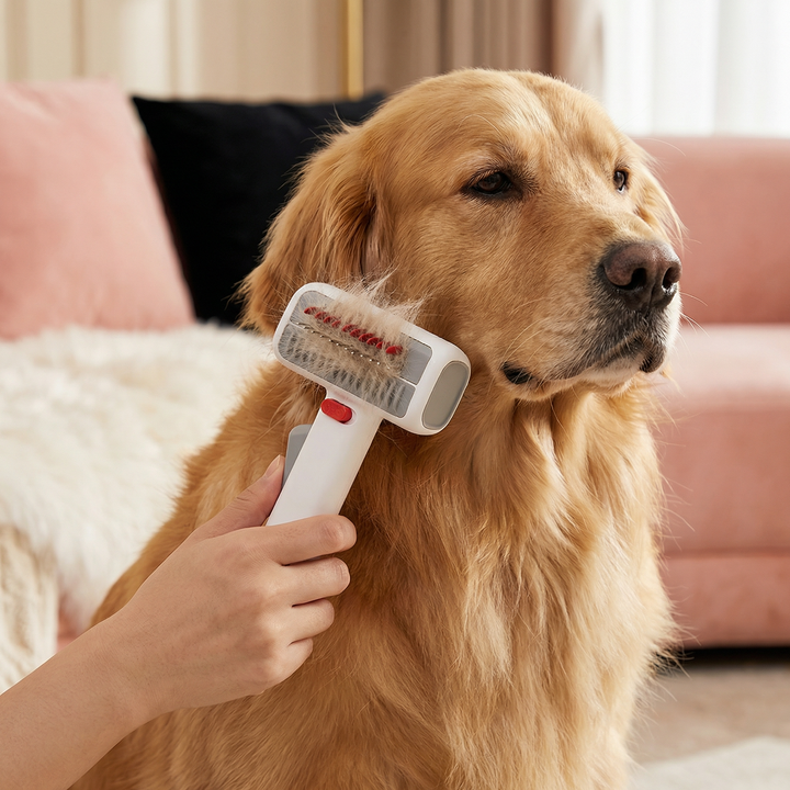 Deshedding tool & dematting brush for dogs & cats. Effectively removes loose fur from long & short pet hair.
