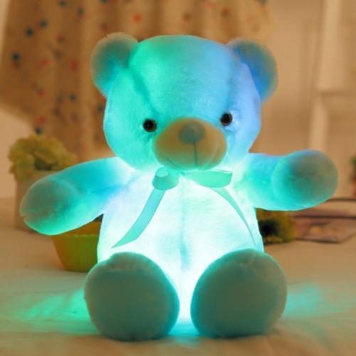 Interactive 20-inch LED glow teddy bear. Plush comfort toy & night light, a cozy kids' gift & room decor.