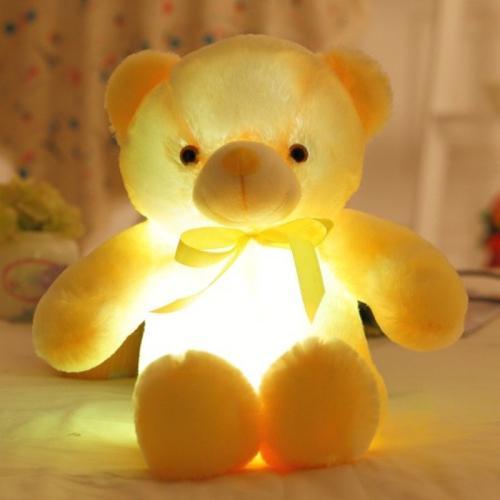 Cute 20-inch plush LED teddy bear, a soft glowing stuffed animal. Great comfort toy, perfect children's room night light.