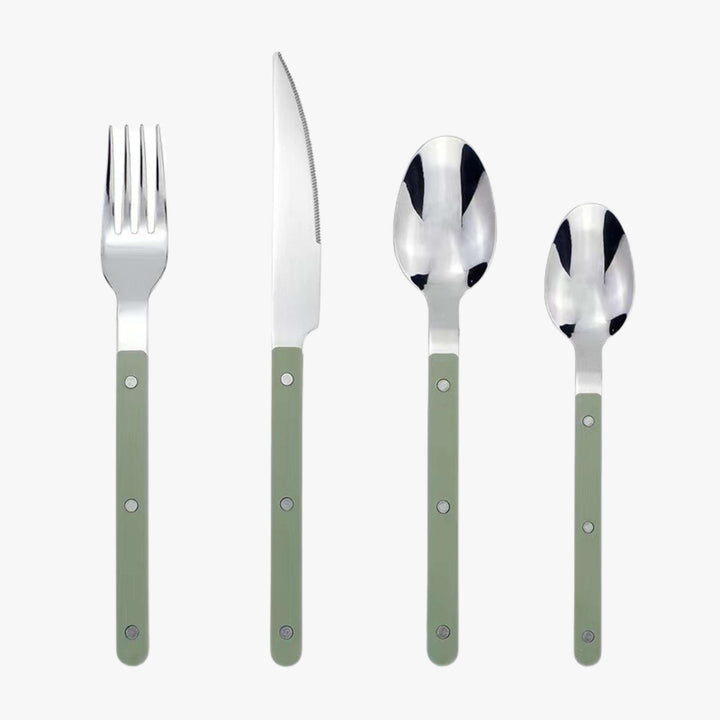 Durable and elegant 24-piece stainless steel cutlery set, black design