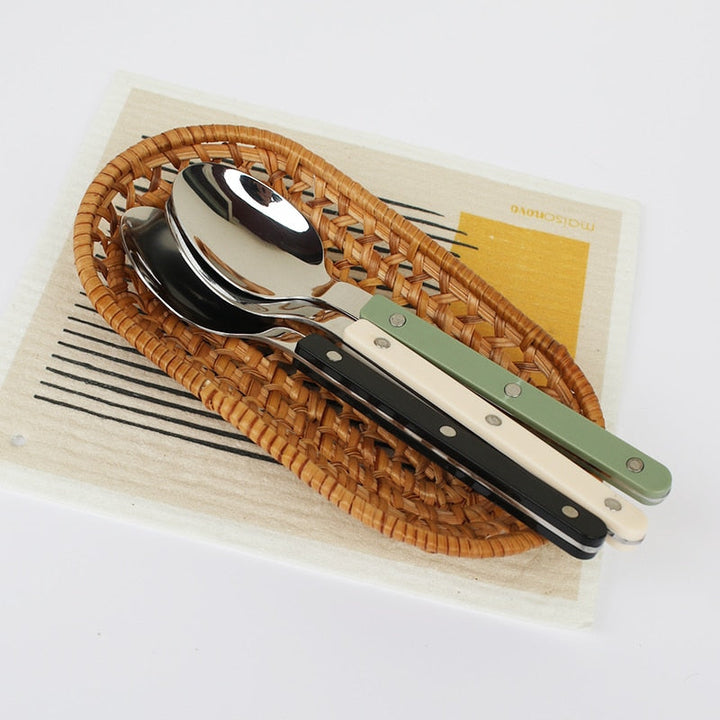 Modern 24-piece elegant cutlery collection in sleek black stainless steel