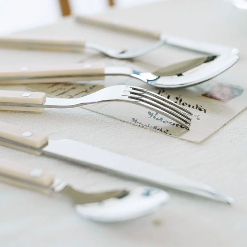 Set of 24 elegant black cutlery pieces made from premium stainless steel