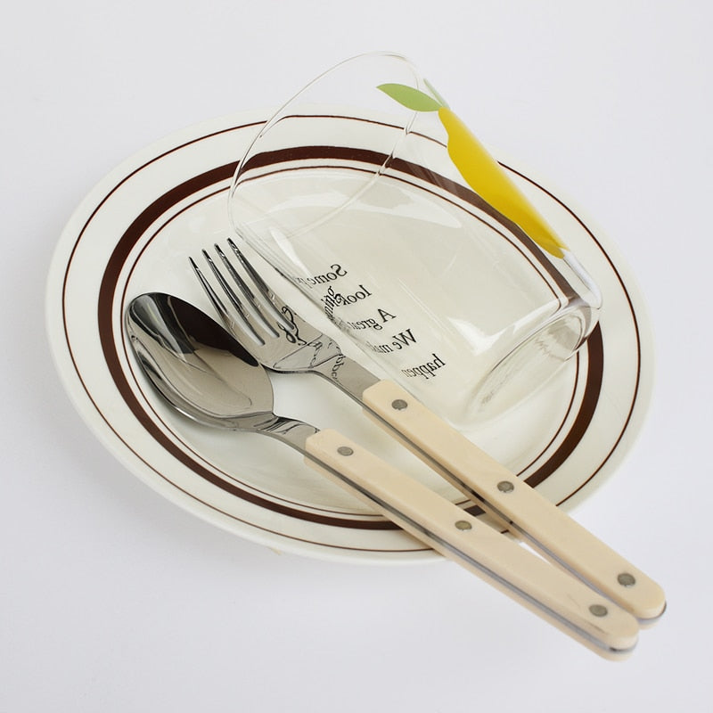 Complete kitchenware set: 24-piece elegant stainless steel cutlery in black