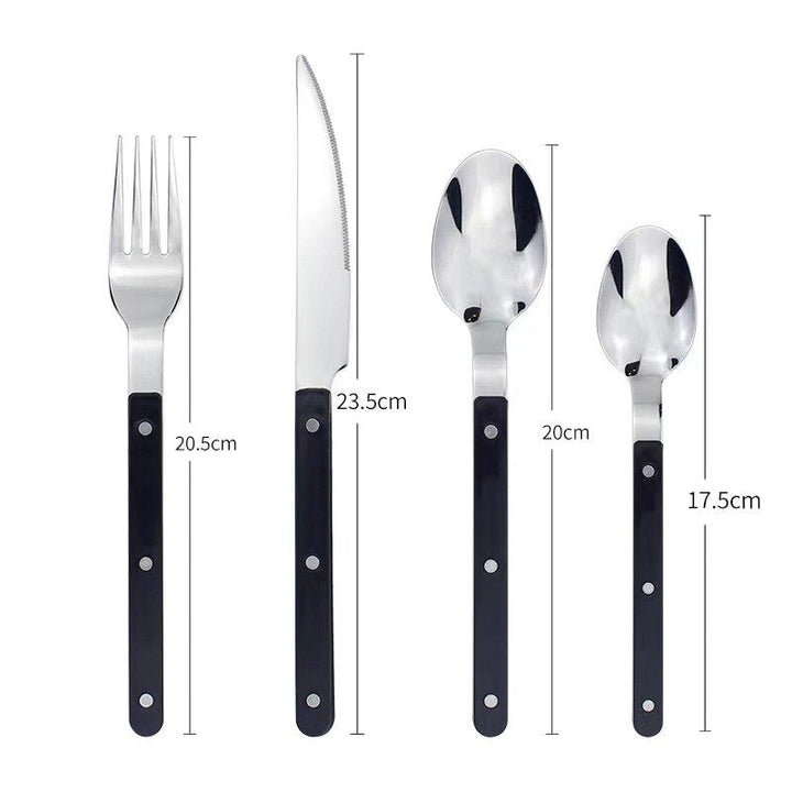 Serve 6 in style with this 24-piece elegant black stainless steel cutlery set