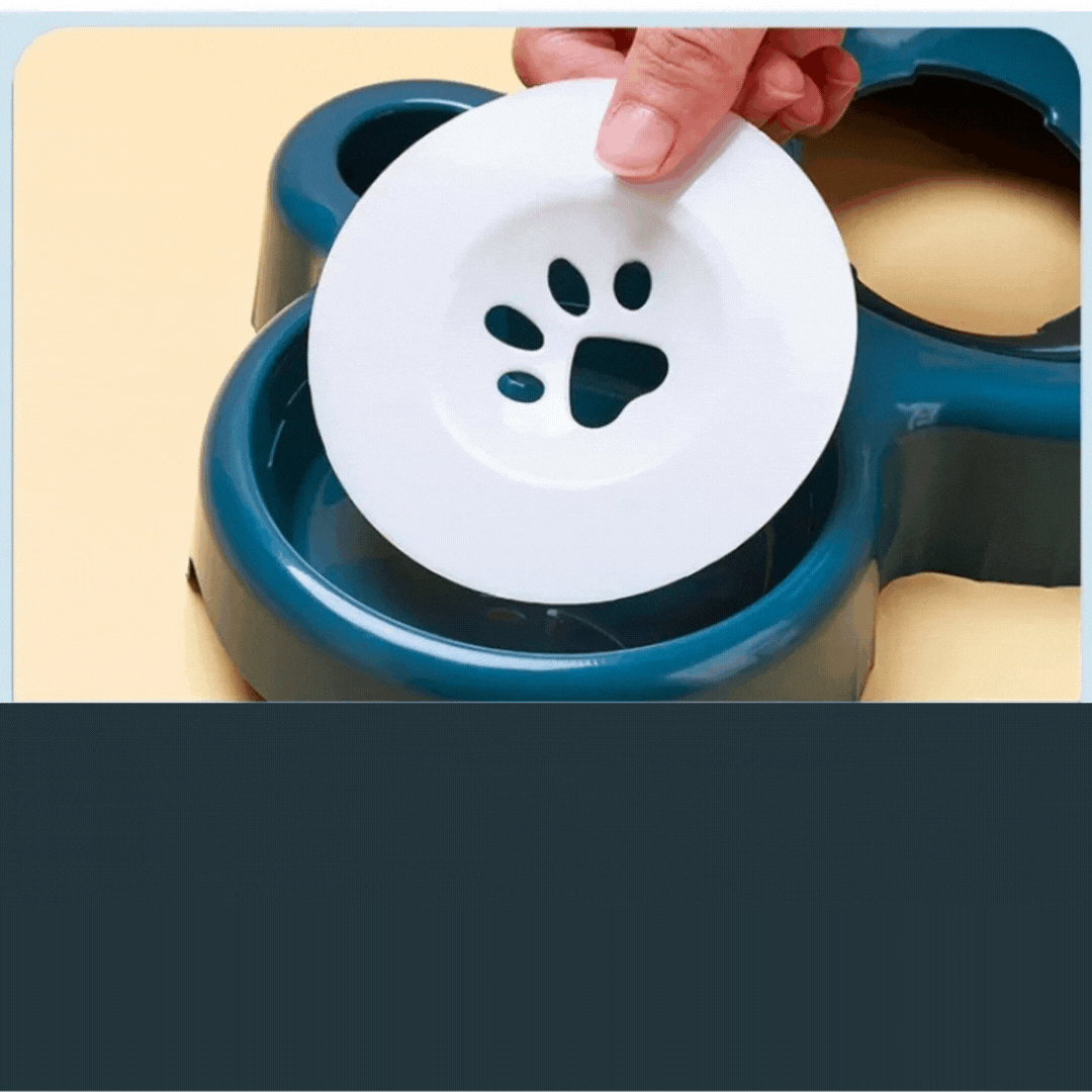 Pet supplies: Organized 3-in-1 anti-slip cat food dish and water bowl for stable feeding.
