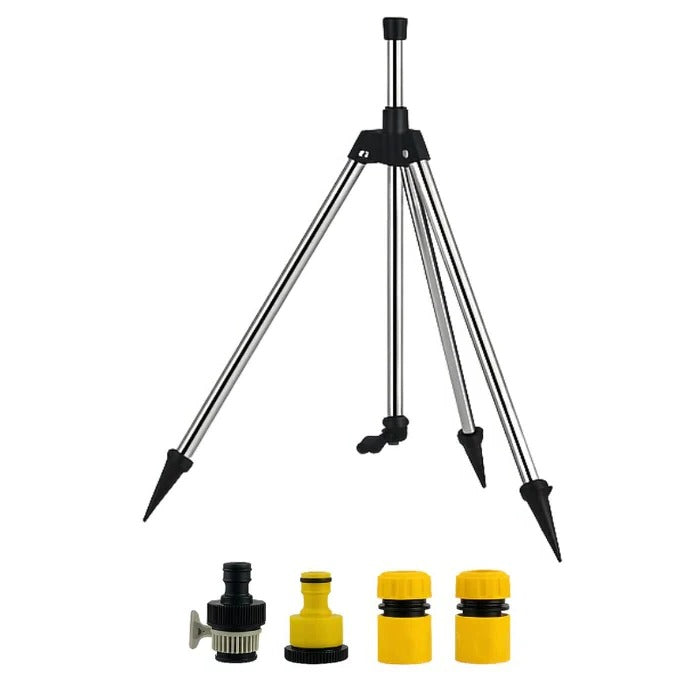 Adjustable high-pressure tripod sprinkler system for precise garden watering & comprehensive lawn care.
