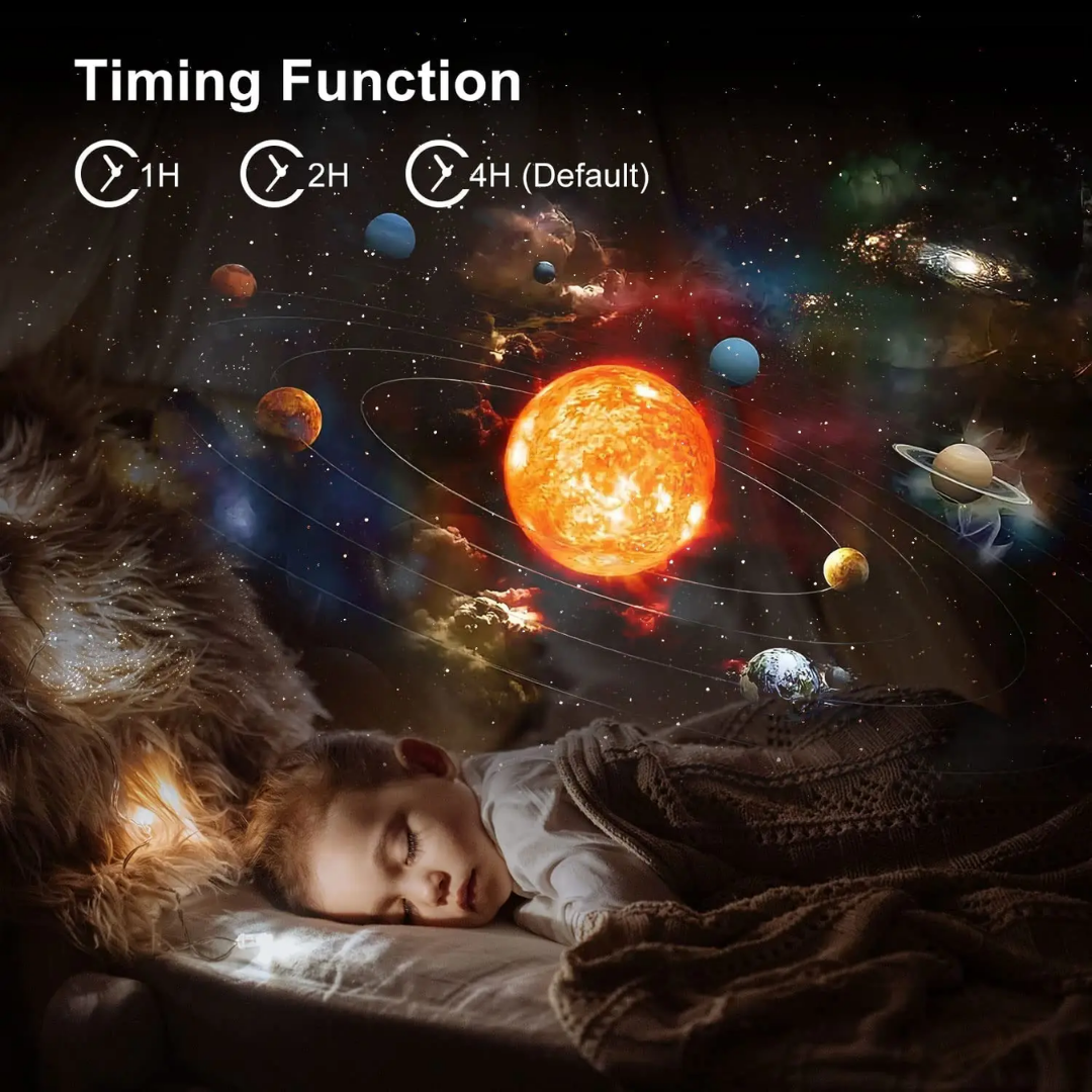 Rotating Galaxy Star Projector, a magical night light for kids & adults. Great gift idea for stunning bedroom ambiance.