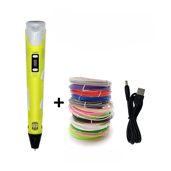 Blue 3D printing pen for children, highlighting its easy-to-use design for creative crafts.