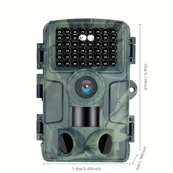 Multiple views of the compact 4K 60MP trail camera, showcasing its design for outdoor wildlife monitoring.
