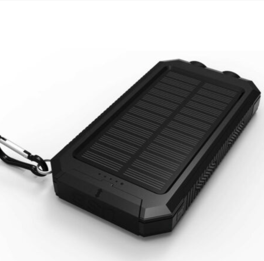 High-capacity portable solar charger, IP67 waterproof rating, perfect for camping and emergencies.
