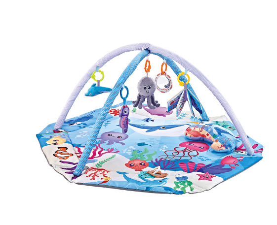 Gift idea: 8-in-1 baby play mat and activity gym set with sensory toys to encourage motor skills and early development.