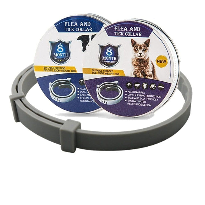 8-Month flea & tick protection collar for dogs & cats. Long-lasting waterproof pet protection.