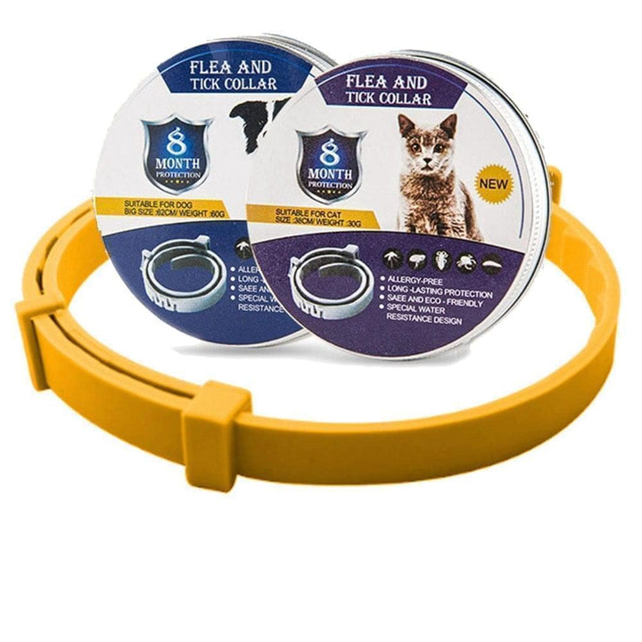 Pet flea & tick collar providing 8-month prevention for dogs & cats. Waterproof pest control.
