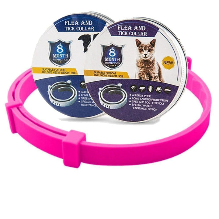 Waterproof 8-month flea & tick collar for pets. Continuous protection for dogs & cats.