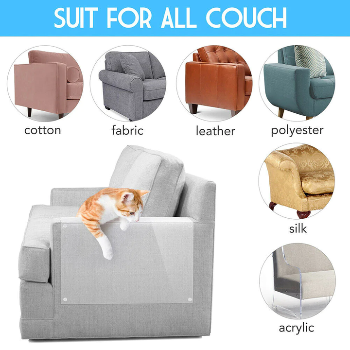 Durable cat scratch guard tape to protect furniture from pet damage.