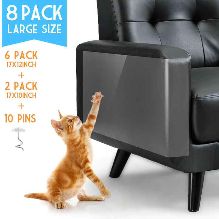 Set of 8 anti-scratch tape strips for training cats to avoid furniture.