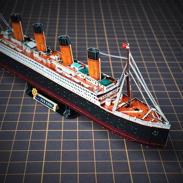 Precision historical Titanic ship replica, a challenging 3D metal model kit for enthusiasts.