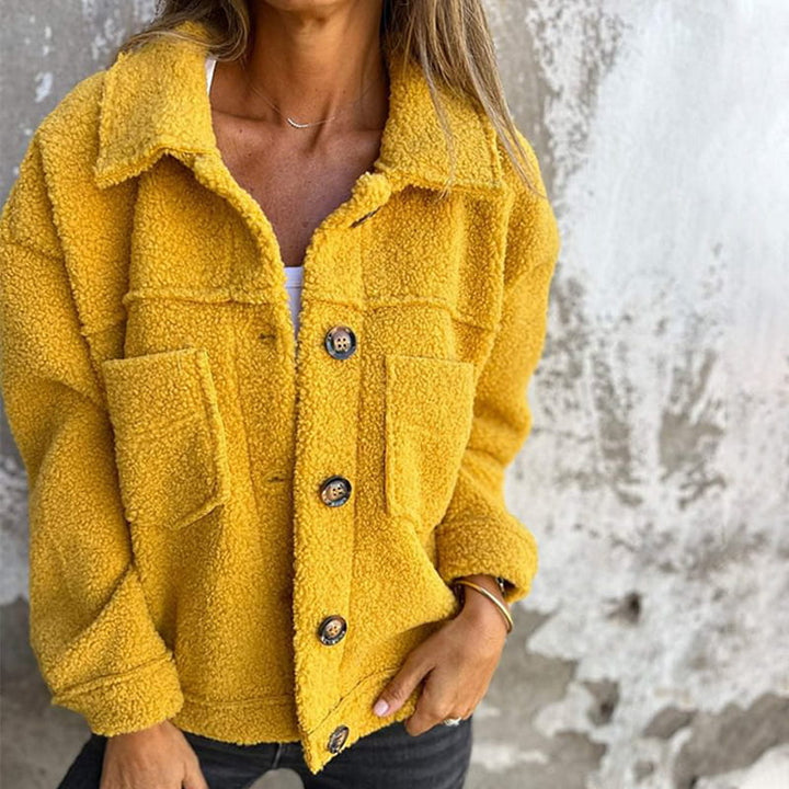 Black women's stylish cozy jacket, hip-length & relaxed fit. Perfect casual outerwear for fall, spring, everyday comfort.