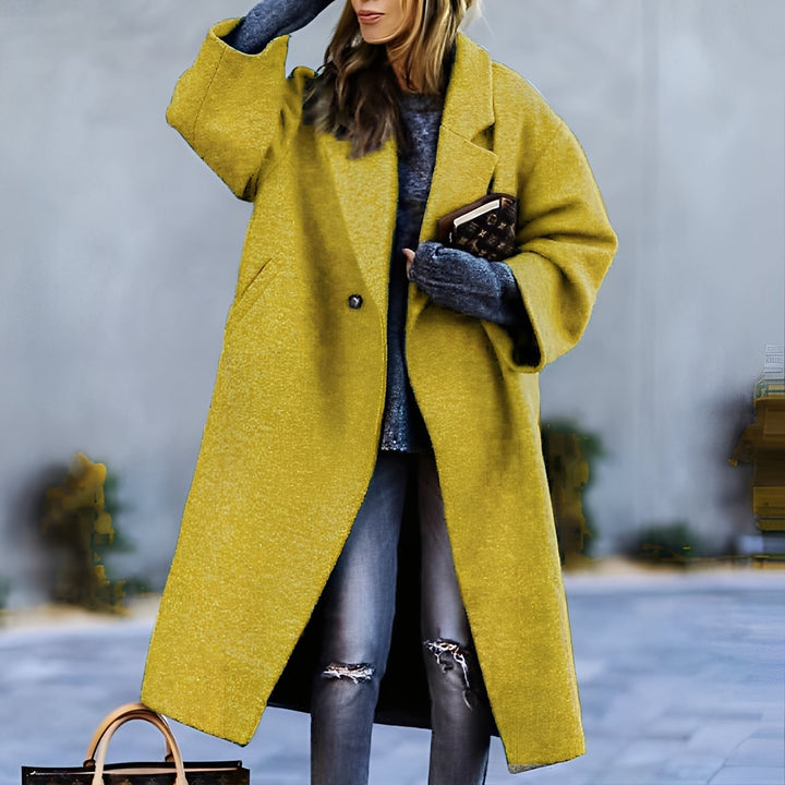 Chic women's classic trench coat, a comfortable loose-fit design, perfect fall outerwear jacket.