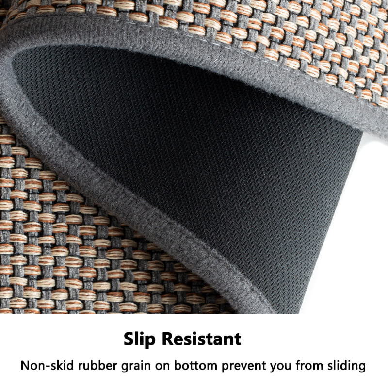 Absorbent woven entryway indoor door mat for dirt and moisture.