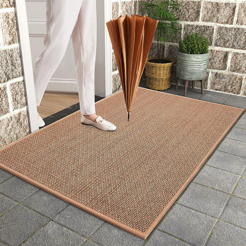 Efficient dirt trap door mat, absorbent woven indoor mat keeps floors clean.