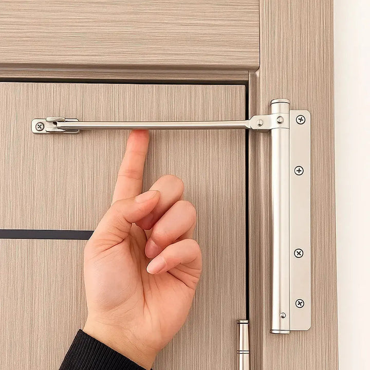 Adjustable automatic door closer for smooth, silent closing. Stainless steel, suitable for residential & commercial use.