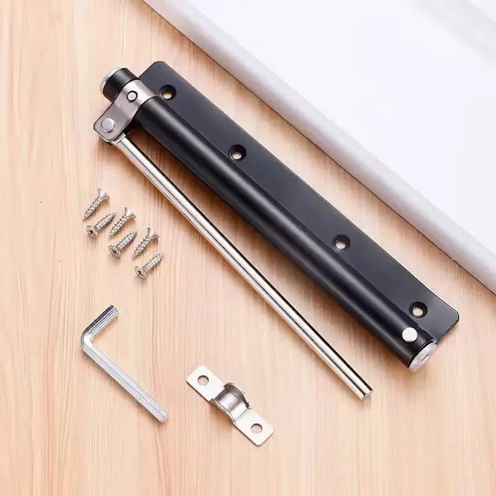 Durable adjustable door closer for silent operation. Essential door hardware for quiet residential or commercial use.