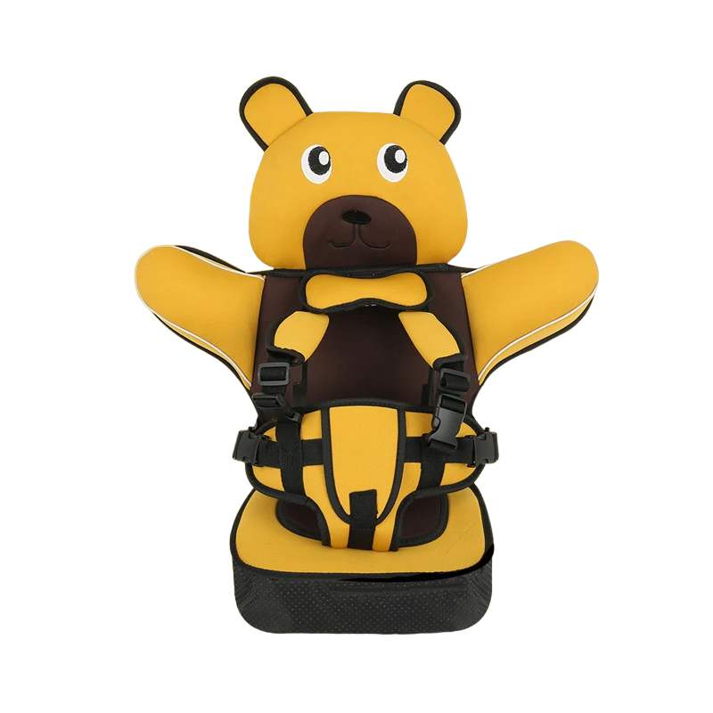 Adjustable child car seat mat protecting vehicle interior, suitable for ages 9 months to 12 years.