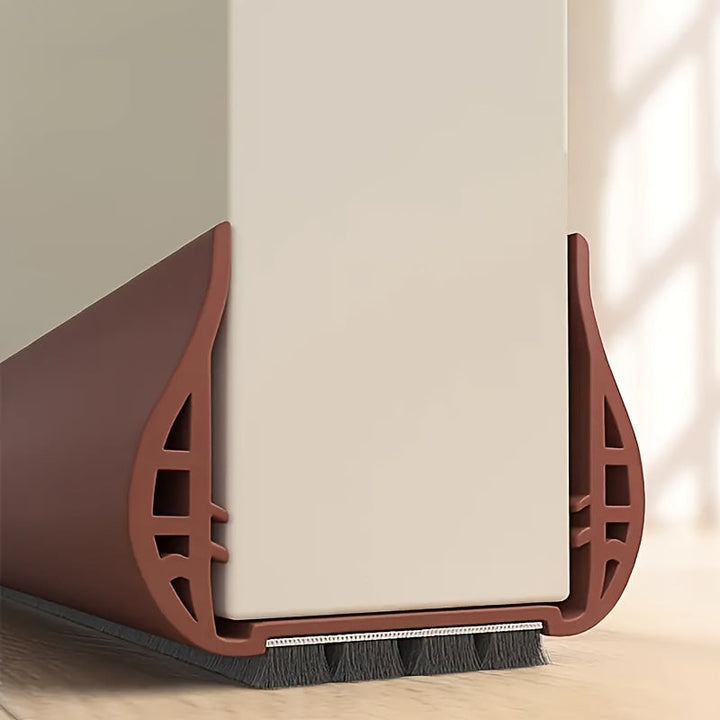 Multi-purpose adjustable door draft stopper: draft blocker, dust seal, noise reducer, & energy saver.