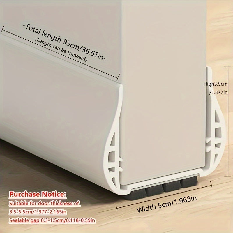 Energy-saving adjustable door draft stopper, ideal for winter protection & summer cooling.