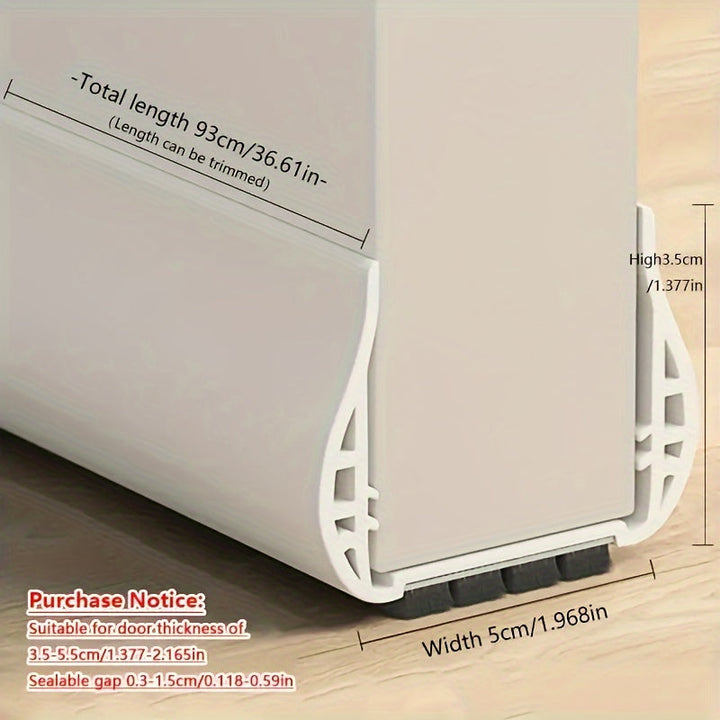 Energy-saving adjustable door draft stopper, ideal for winter protection & summer cooling.