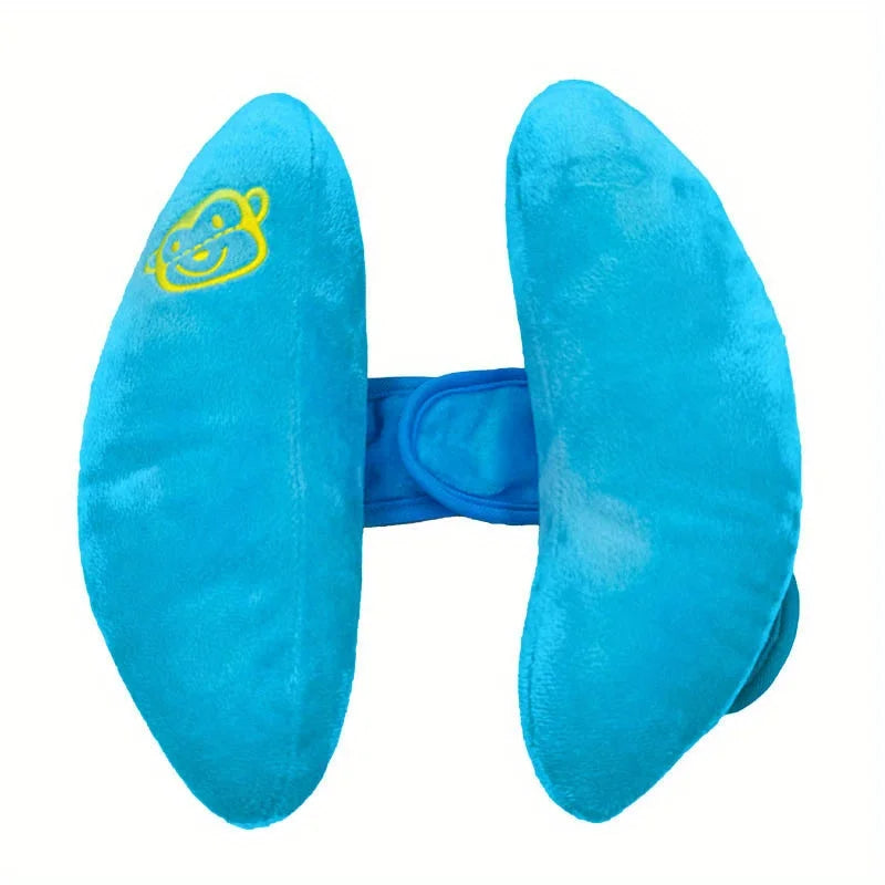 Secure adjustable baby pillow for strollers, providing neck support and head protection for infants.