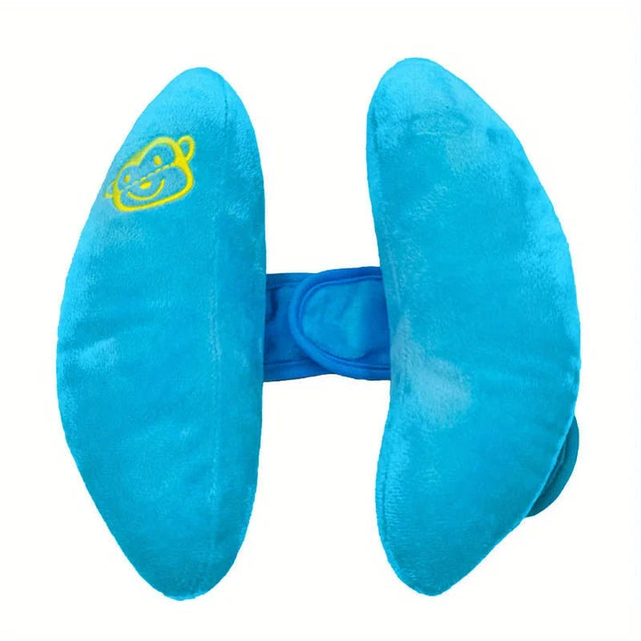 Secure adjustable baby pillow for strollers, providing neck support and head protection for infants.