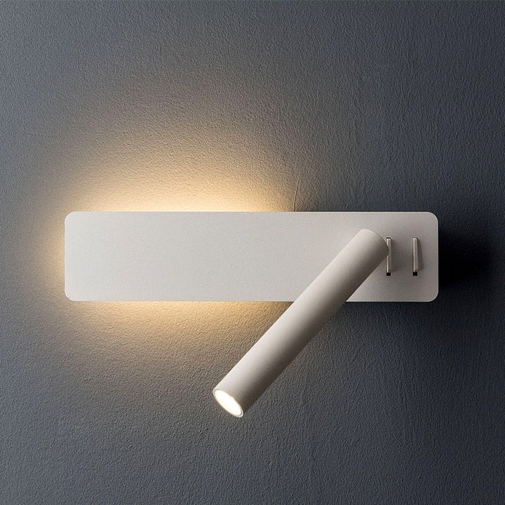 Adjustable LED wall reading light with focused beam, ideal for bedside or home office illumination.