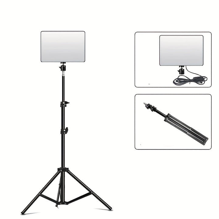 Tall adjustable light stand with powerful lamp for photography & video studio lighting setups.
