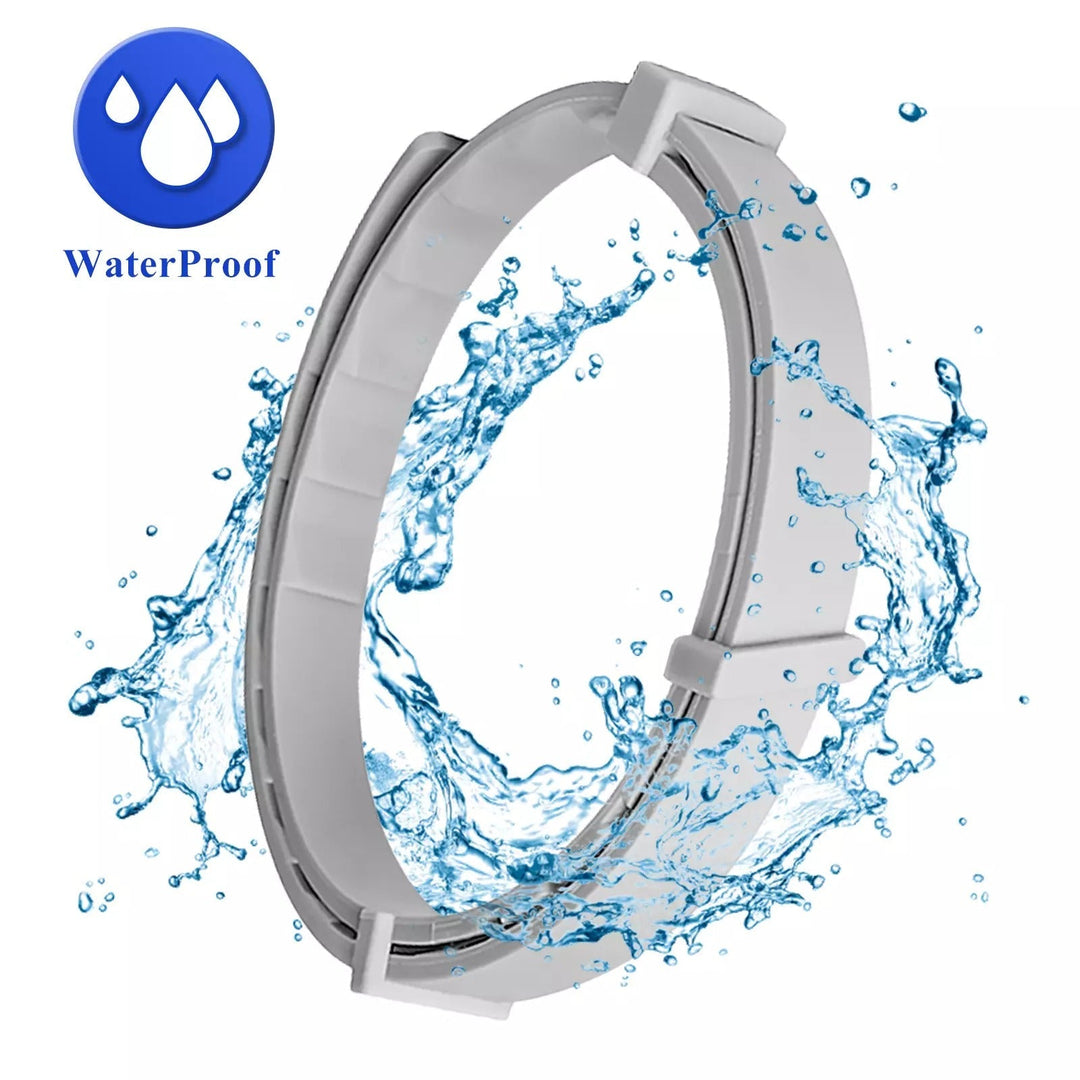 Close-up of adjustable waterproof flea & tick collar. Effective pet pest protection.