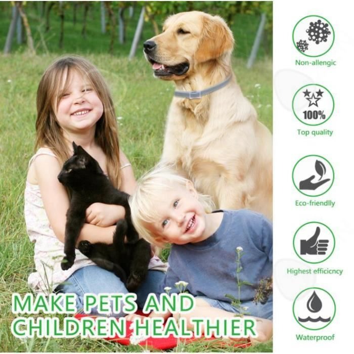Packaging for adjustable waterproof flea & tick collar for cats & dogs. Natural solution.