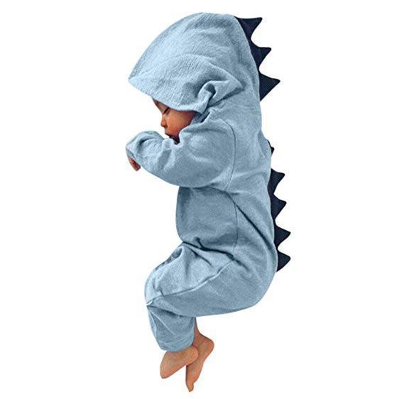 Comfortable infant dinosaur bodysuit, a playful design with 3D spikes. Perfect newborn dino outfit gift.