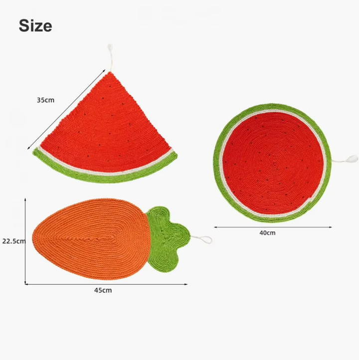 Cats' fruit-shaped scratching mat for optimal claw health & daily entertainment, a must-have pet supply.