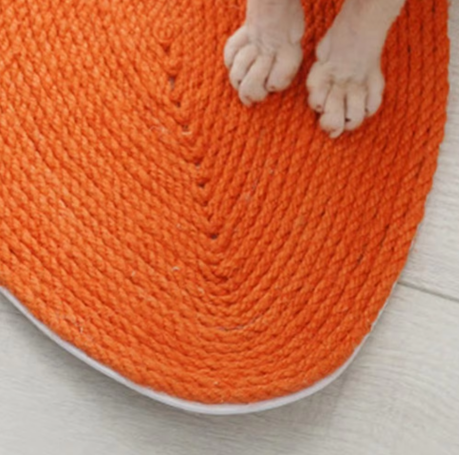 Cute fruit-shaped cat scratching mat, durable for claw care, keeps your feline happy & your furniture safe.